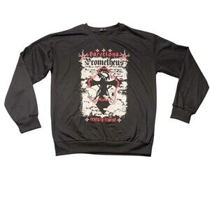 Romwe Barcelona Prometheus Graphic Sweatshirt Men’s L Black Polyester Crewneck